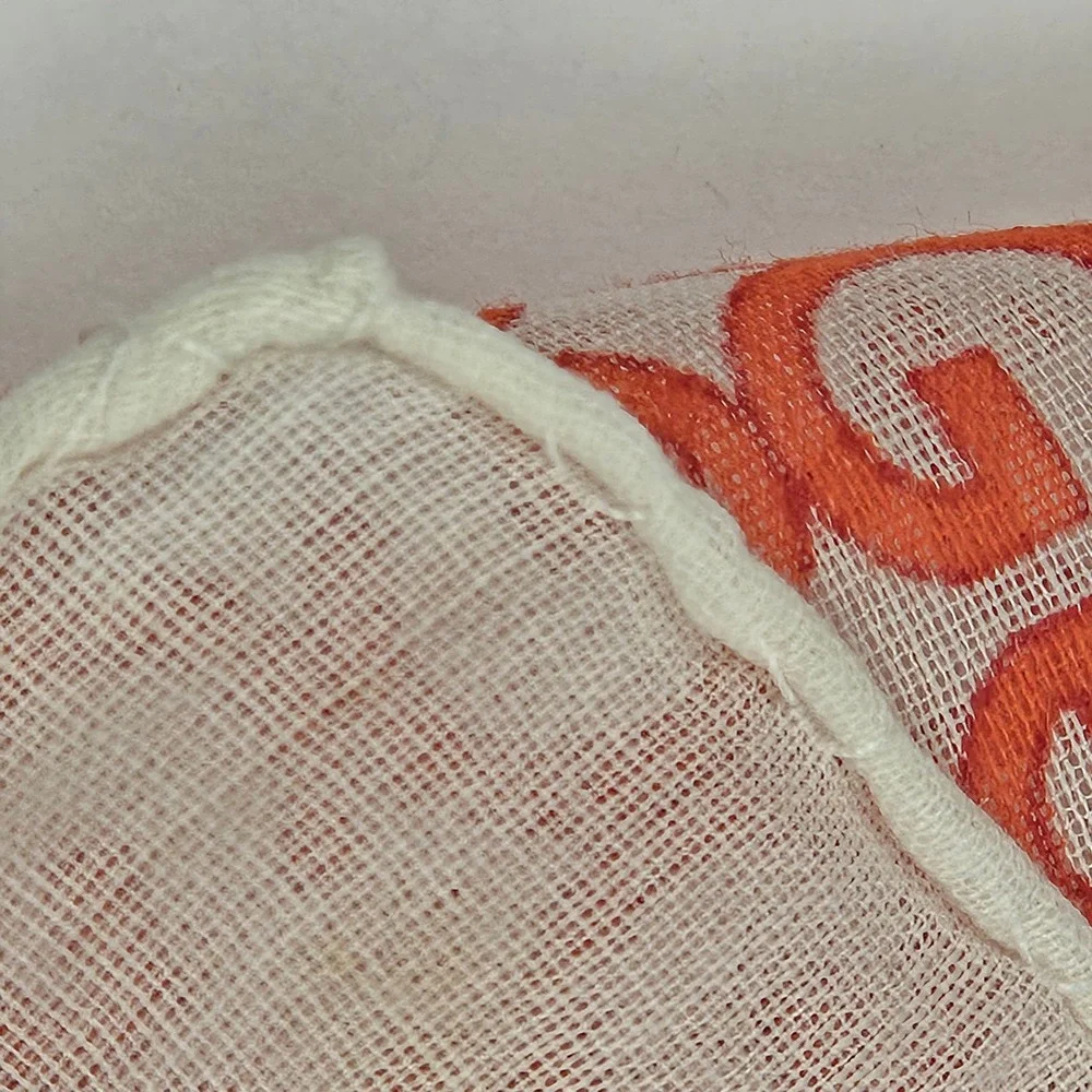 Vintage Gucci Handkerchief Orange Monogram G Fine Cotton Gauze Pocket Square Box